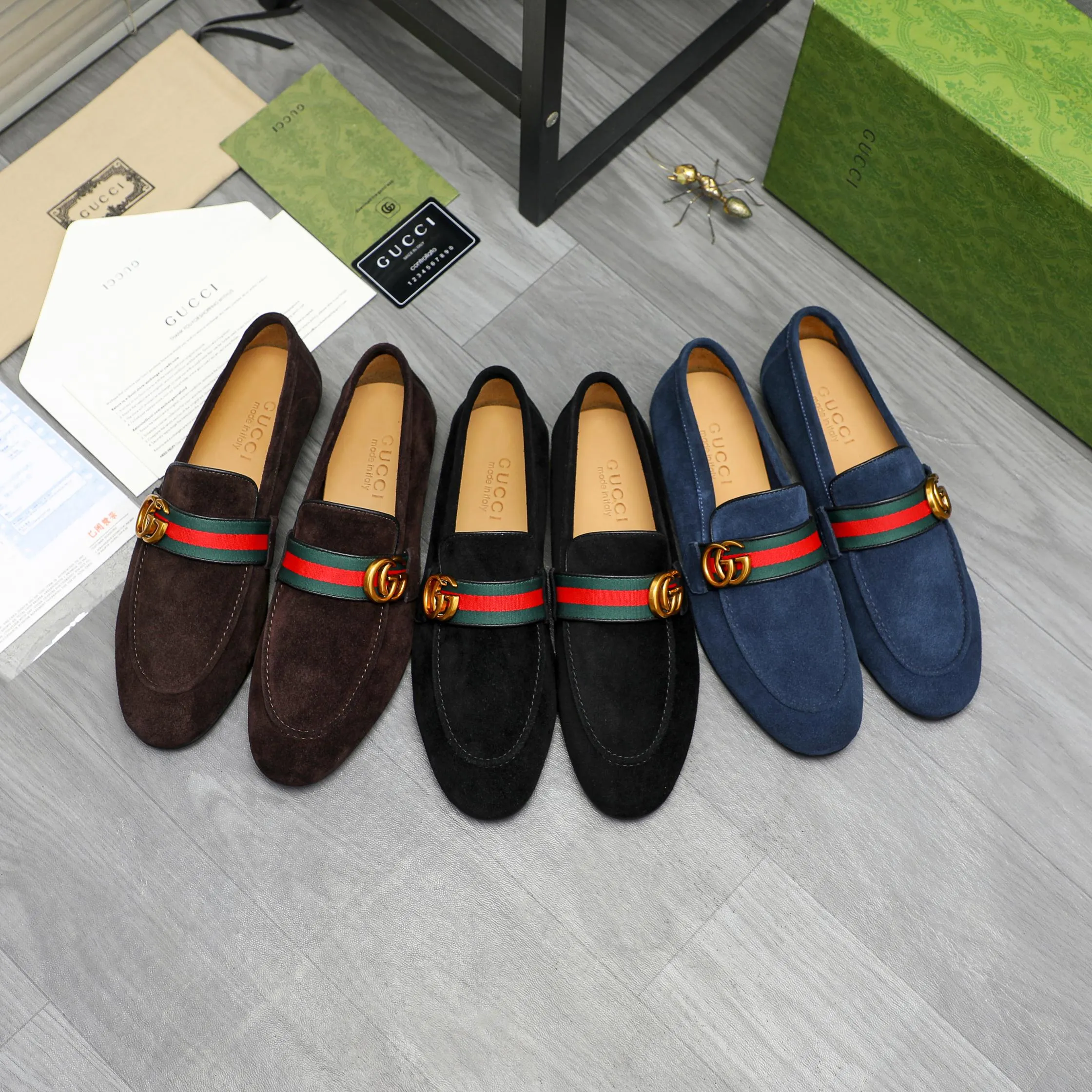 Men's shoes 💰p400 Product trademark: GUCCI "Gucci" business casual leather shoes Regular size: 38-46 (38.45.46 is custom-made and non-returnable) Product material: Selected suede cowhide with webbing upper, cowhide lining, original rubber outsole